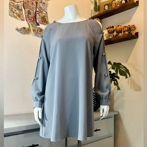 Elegant Dress with Button Arm Accents Amanda Uprichard